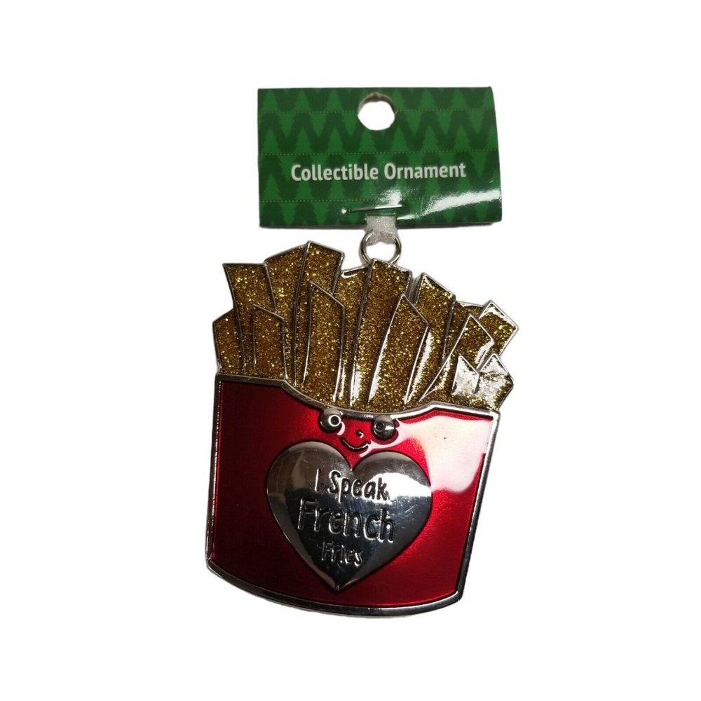 I Speak French Fries Collectible Ornament Ganz Sparkle Metal Christmas Fast Food